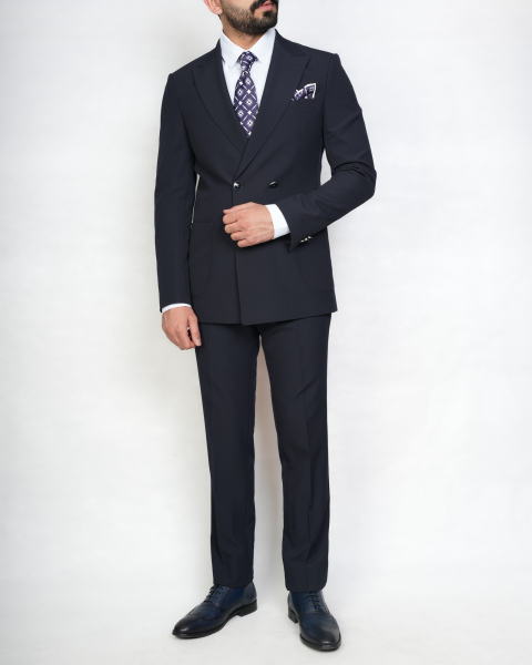 کت شلوار دبل برست یقه بلیزر BOLARSEN2031 سرمه ای سایز 48 D